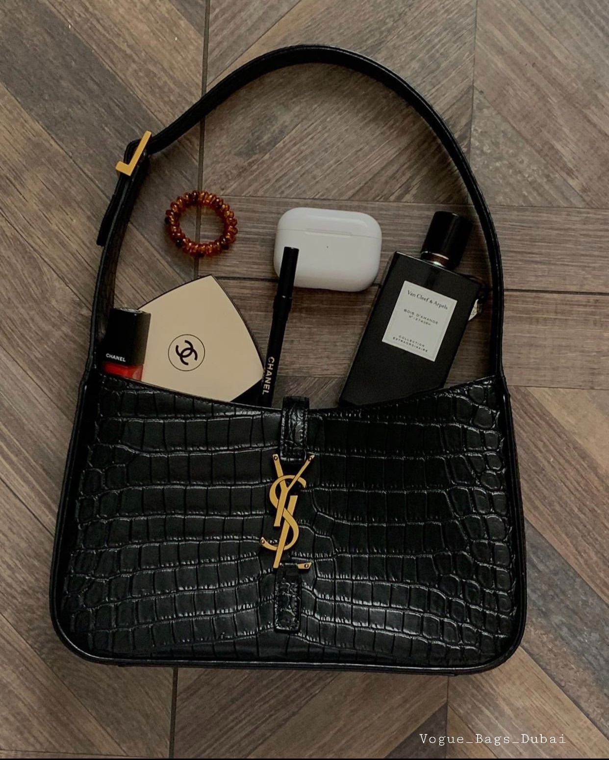 IMG_9886.jpg YSL Croc Embossed Leather Shoulder Bag - Image 1