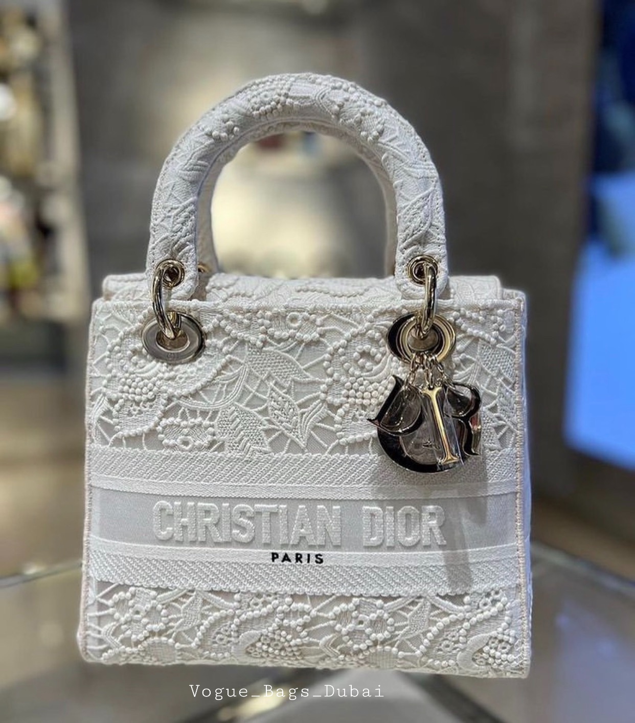 IMG_9889.jpg Dior White Lace Embroiderd Medium Lady D-Lite Bag - Image 1