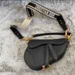 Dior Black Saddle Bag with Embroidered Strap